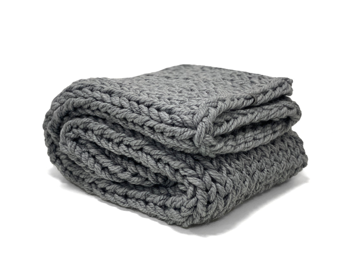 Chunky knit blanket grey Anzy Home