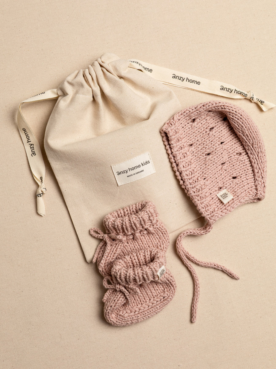 Bonnet & Booties Set Pointelle | Anzy Home