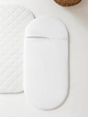 White quilted waterproof mattress cover for a Moses basket – Anzy Home