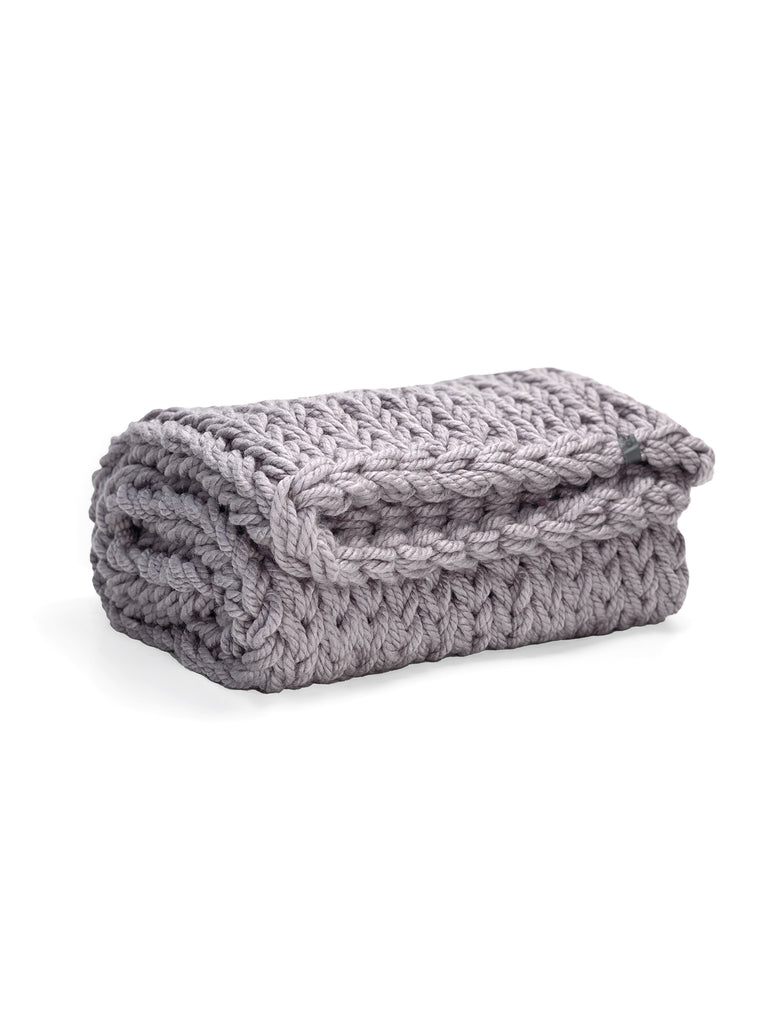 Anzy Home chunky knitted blanket in Pale Mauve