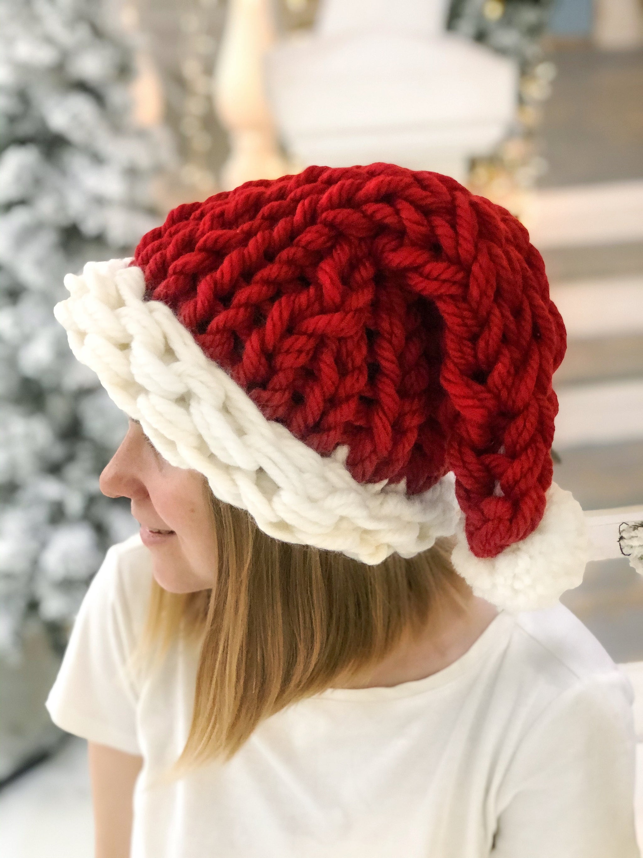 Knit Santa Hat For Women Knitted Santa Hats For Christmas Family