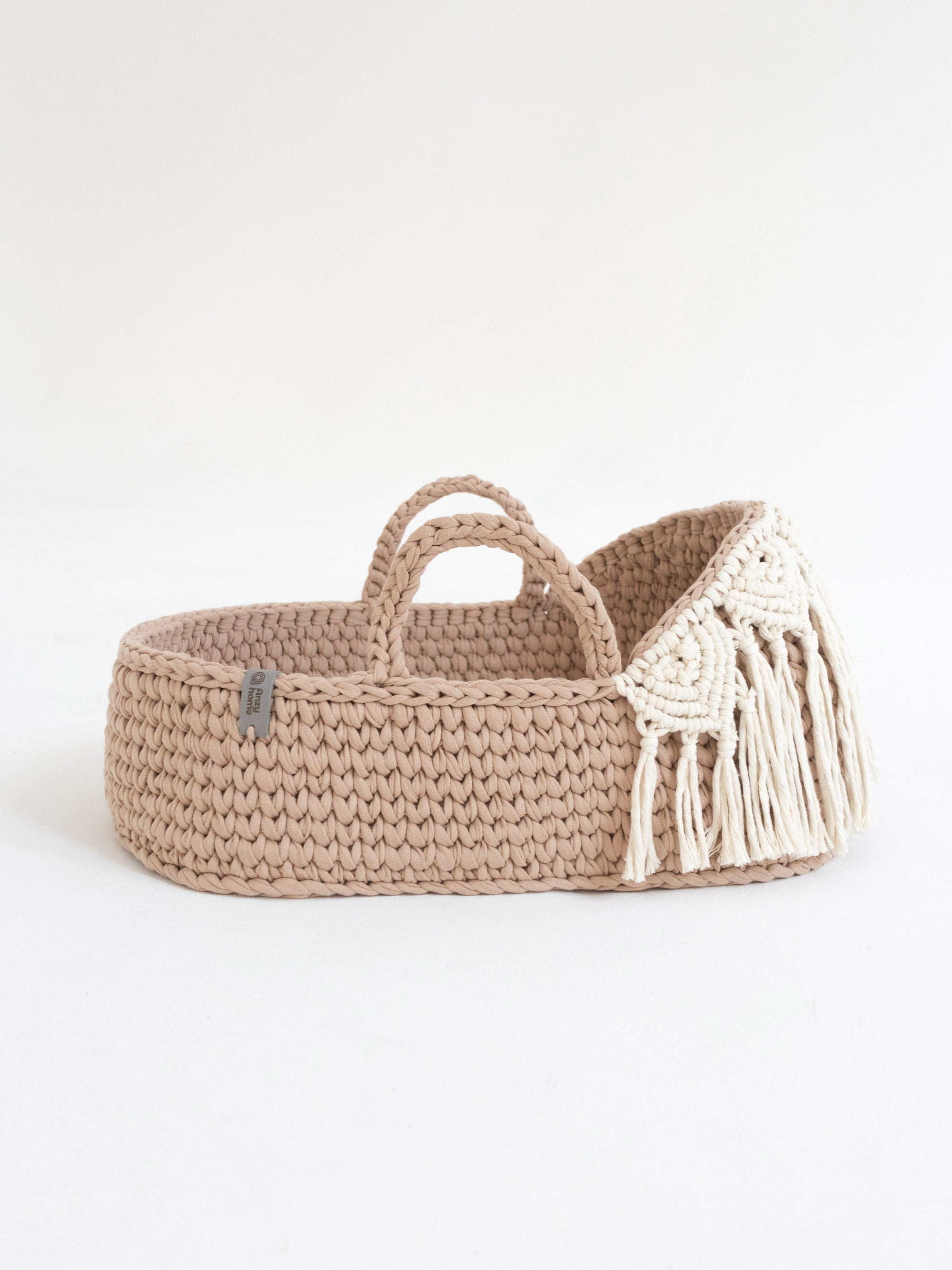 Doll Moses Basket Macrame Hood w/Rocking Stand | Anzy Home