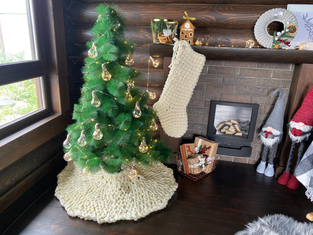 Christmas mantle stocking large chunky knit
