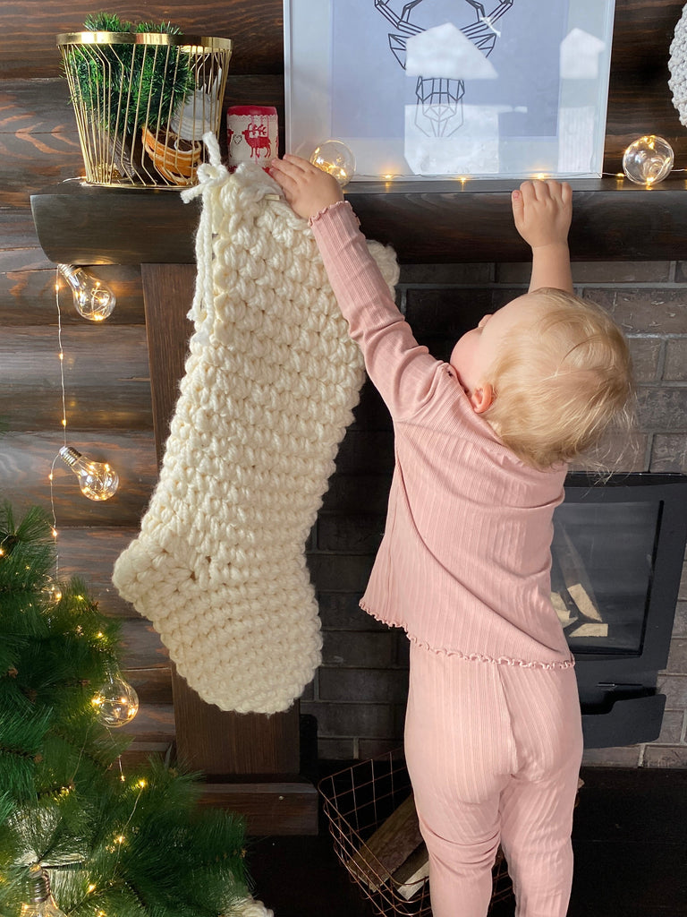 Large chunky knit Christmas stocking 28"