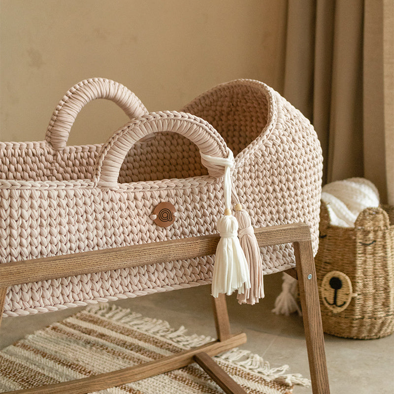 Lamlo Moses Basket for Babies, Comfortable and Plush Baby Moses Basket Carrier - Baby Wicker Basket Including Mattress and Sheet for Moses Carrier (