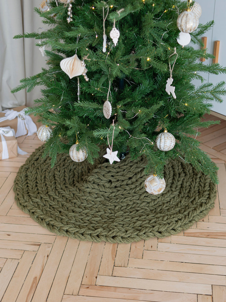 Khaki green Christmas tree skirt Anzy Home