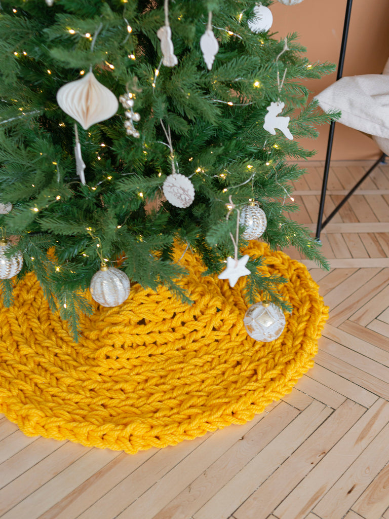 Gold yellow Christmas tree skirt Anzy Home