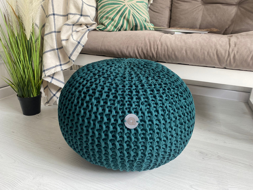 Pouf Classic — 100% Cotton Chunky-Knitted Floor Ottoman with