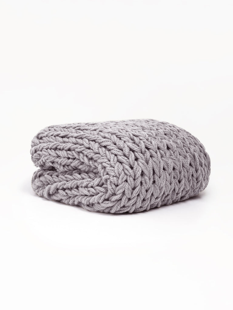 Anzy Home chunky knitted blanket in Pale Mauve