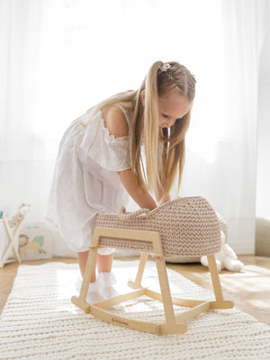Doll Moses Basket w/Rocking Stand