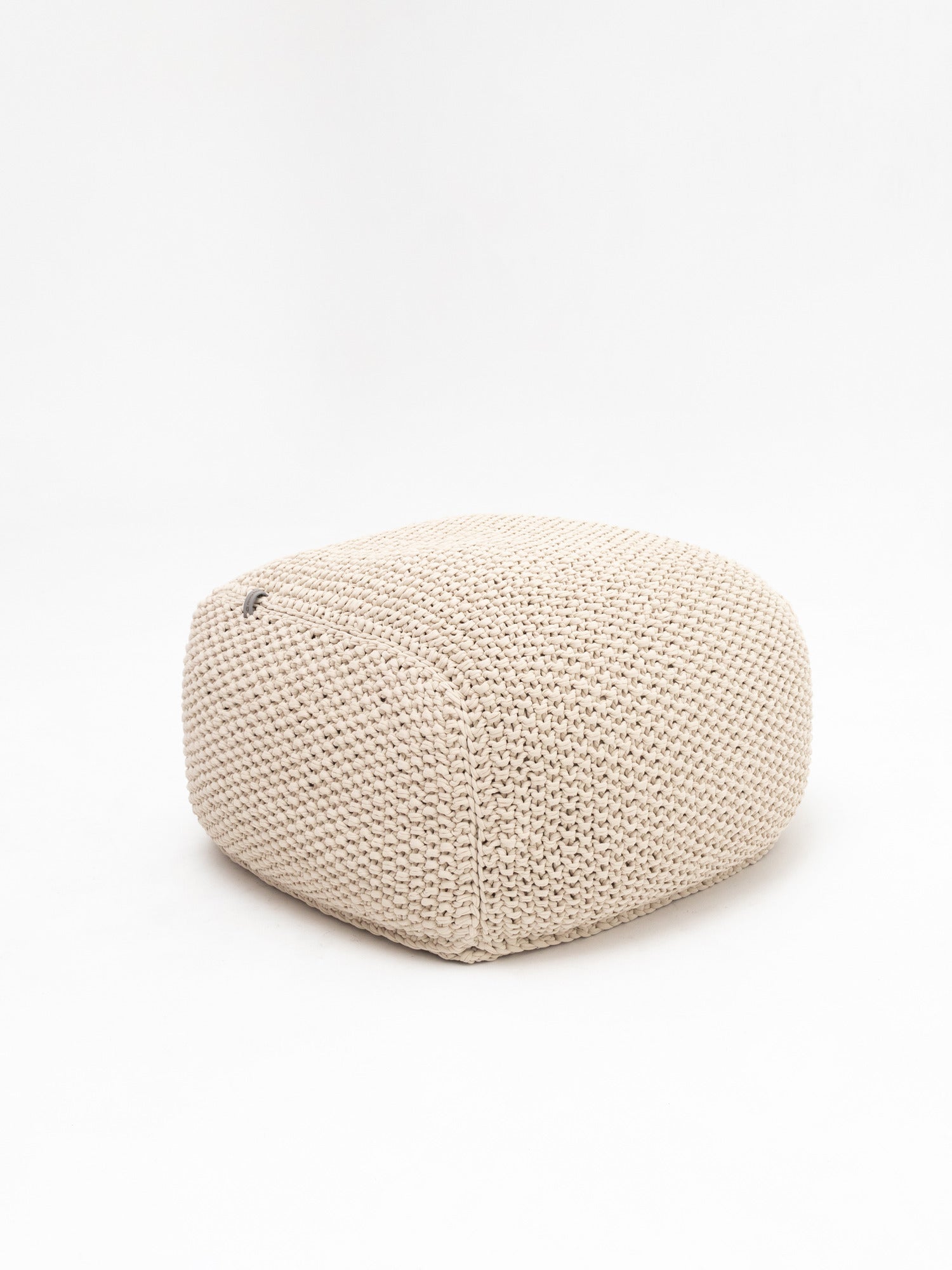 Pouf Square — Natural Chunky Knit Floor Cube Ottoman | Washable