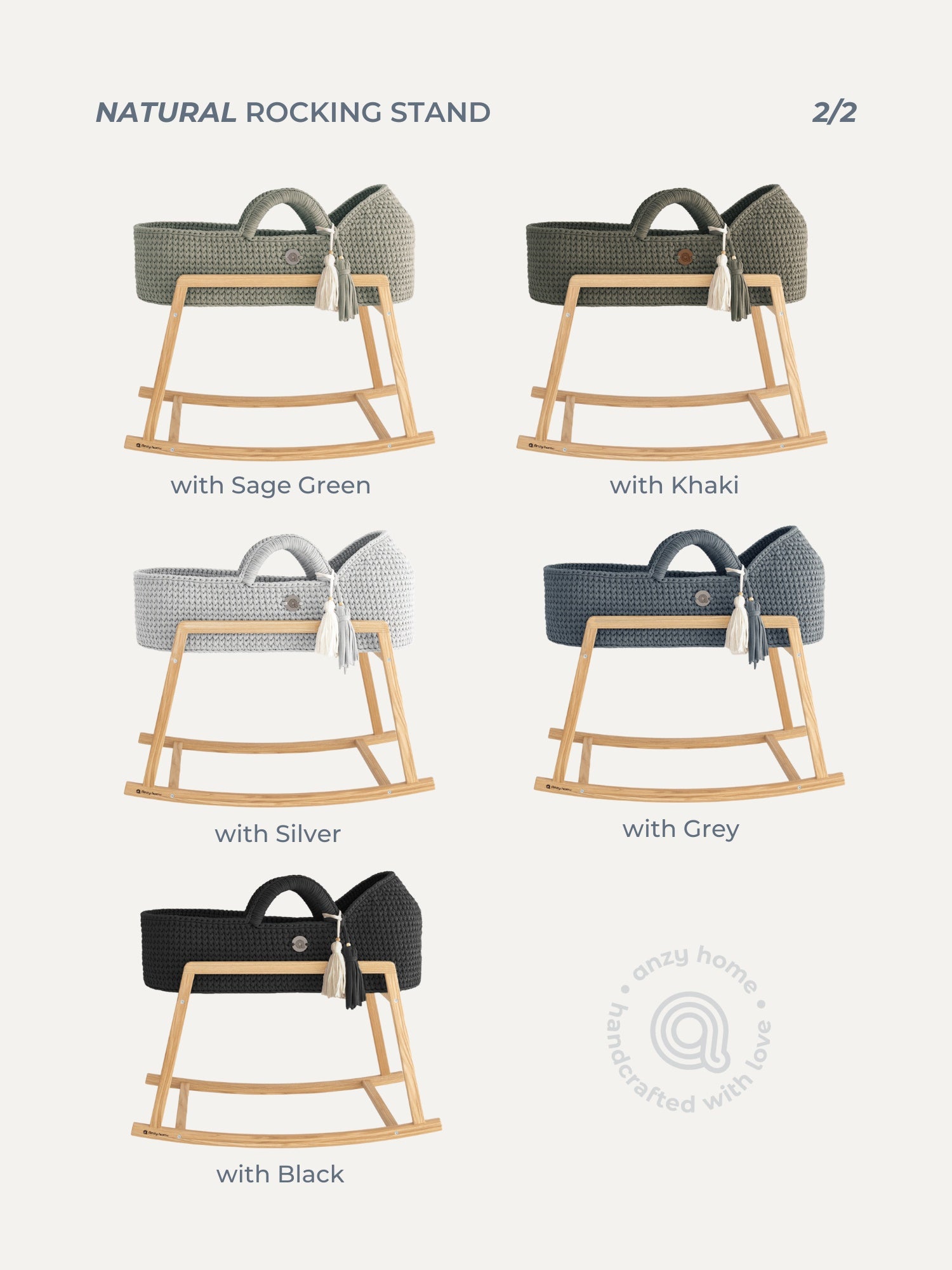 Wooden Rocking Stand for Standard Baby Moses Basket by Anzy Home