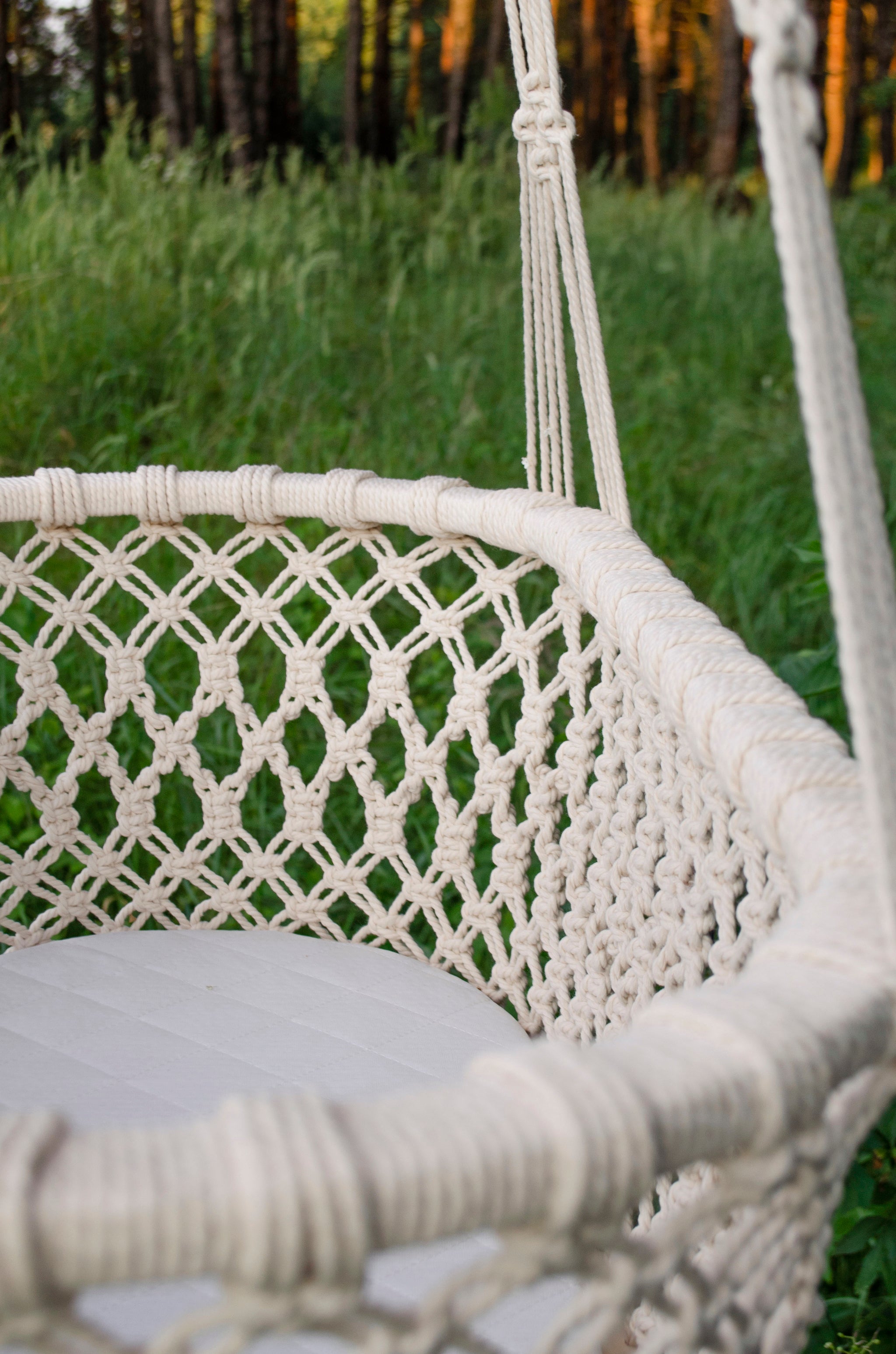 Macrame hanging baby crib best sale