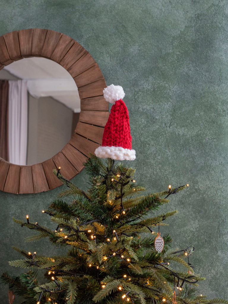 Santa hat christmas tree topper