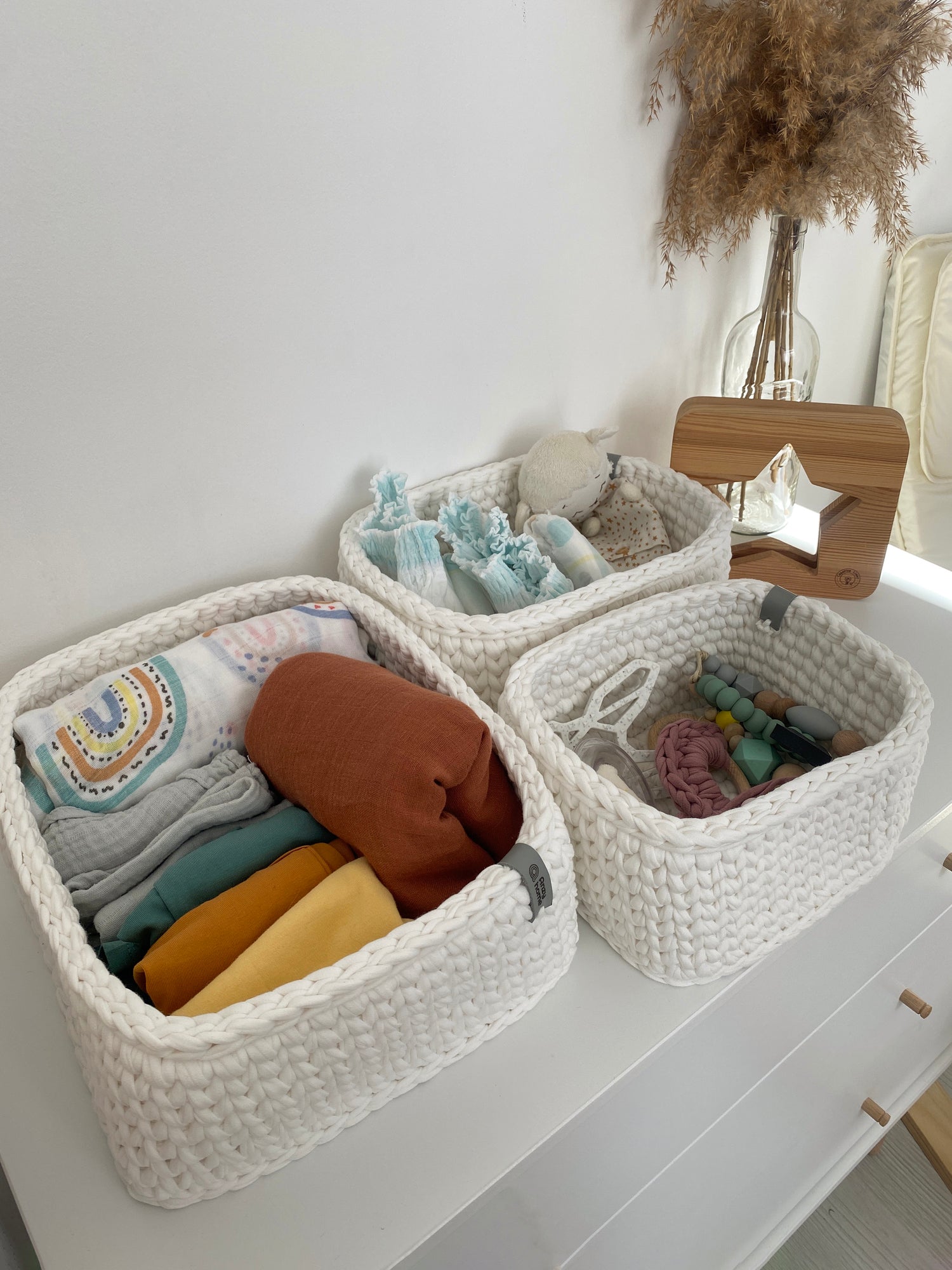 Mustard set of hotsell 2 baskets, small crocheted storage baskets, mustard basket, round basket