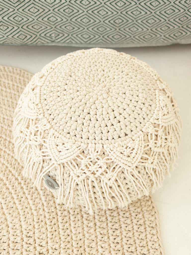 Knitted boho pouf by Anzy Home