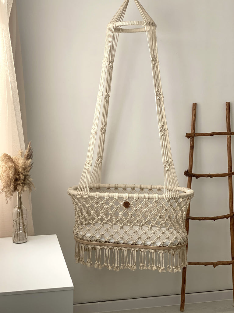 Hanging macrame baby bassinet – Anzy Home