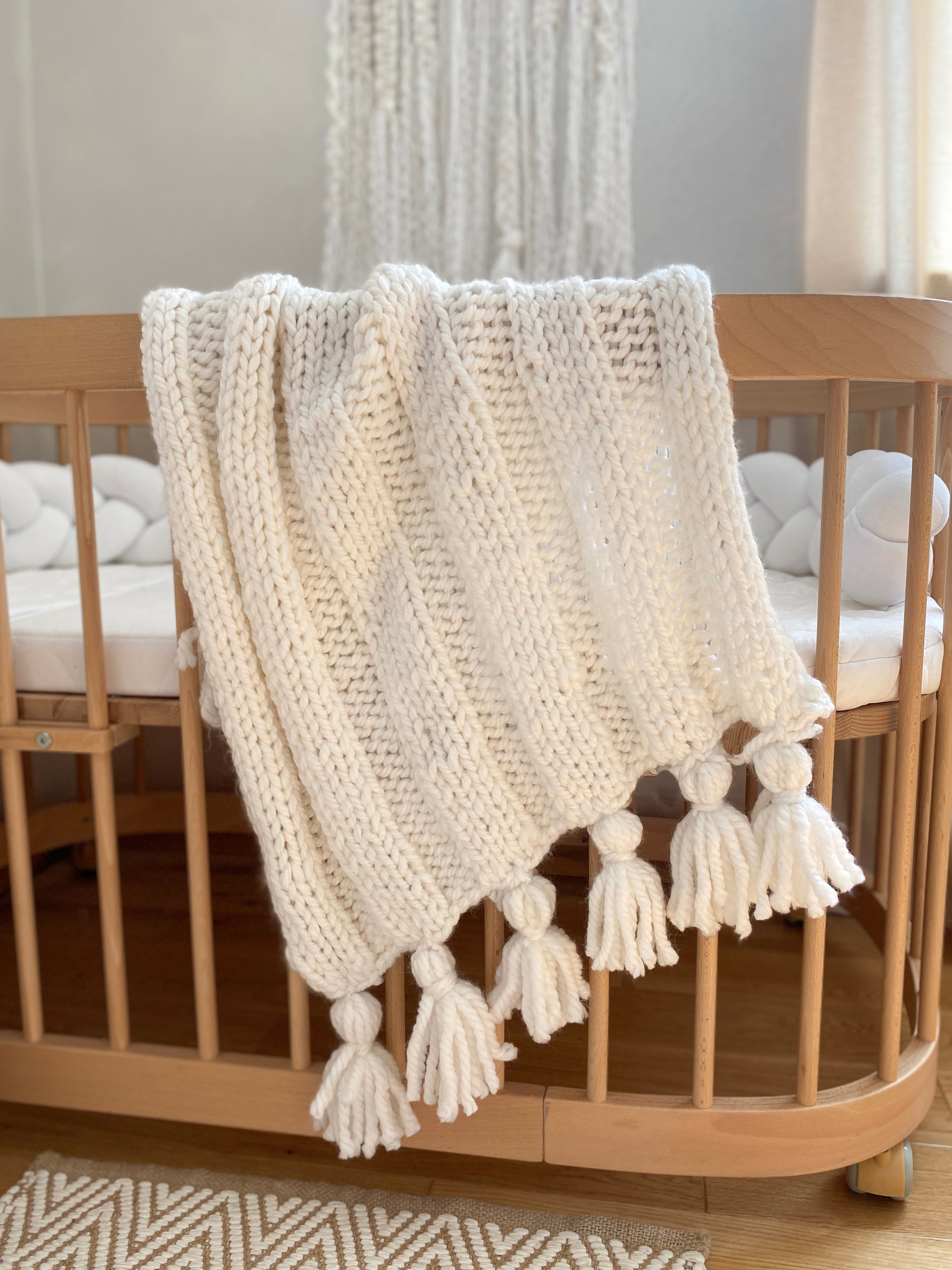 Boho Hand Knitted Baby Blanket Anzy Home