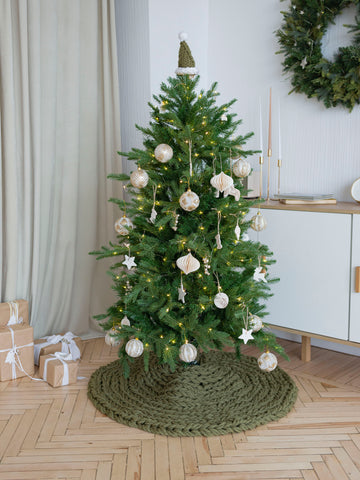 Khaki green Christmas tree skirt Anzy Home