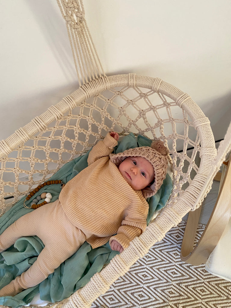 Macrame baby Moses basket