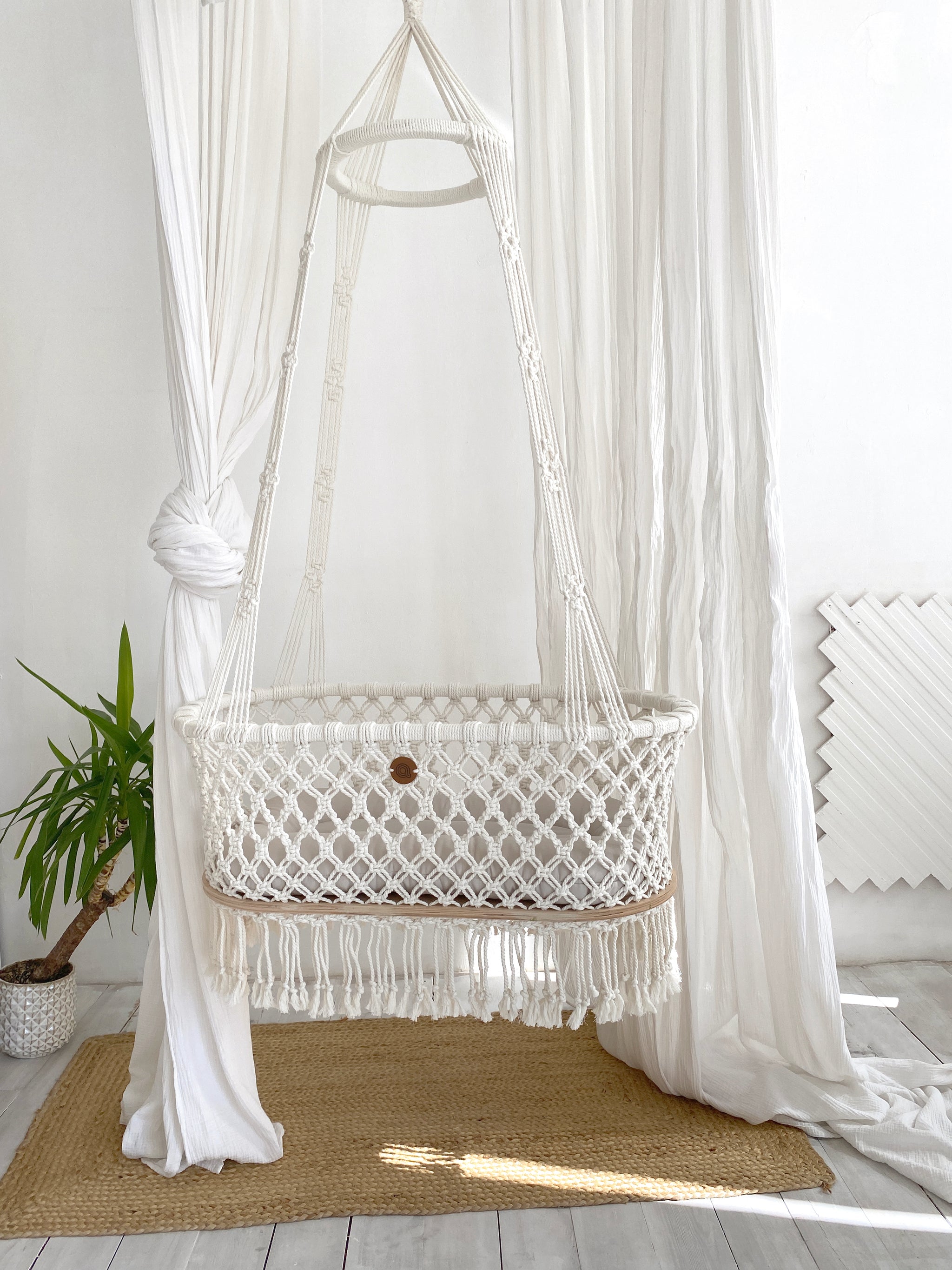 Hanging Macrame Baby Bassinet – Anzy Home1