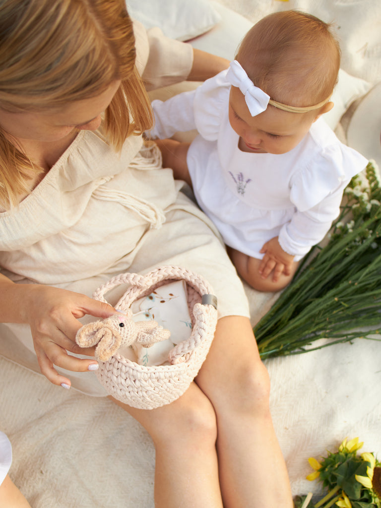 Doll toy bassinet mom and daughter photo Anzy Home